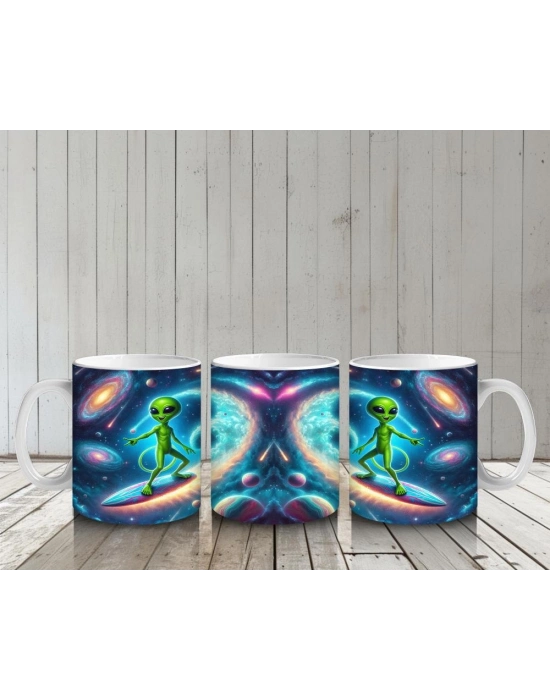 Çocuklara Sütü Sevdiren Uzayda Sörf Yapan Uzaylı Kupa Bardak