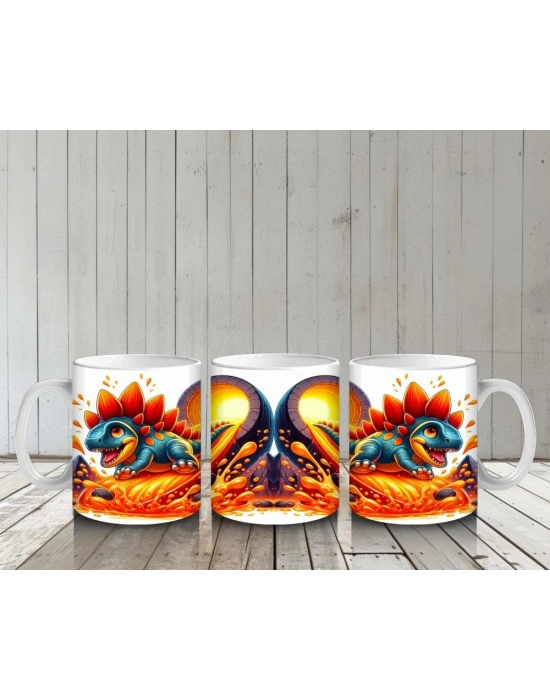 Çocuklara Sütü Sevdiren Volkanik Dinozorlar Kupa Bardak