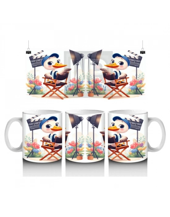 Çocuklara Sütü Sevdiren Yönetmen Ördek Desenli Kupa Bardak