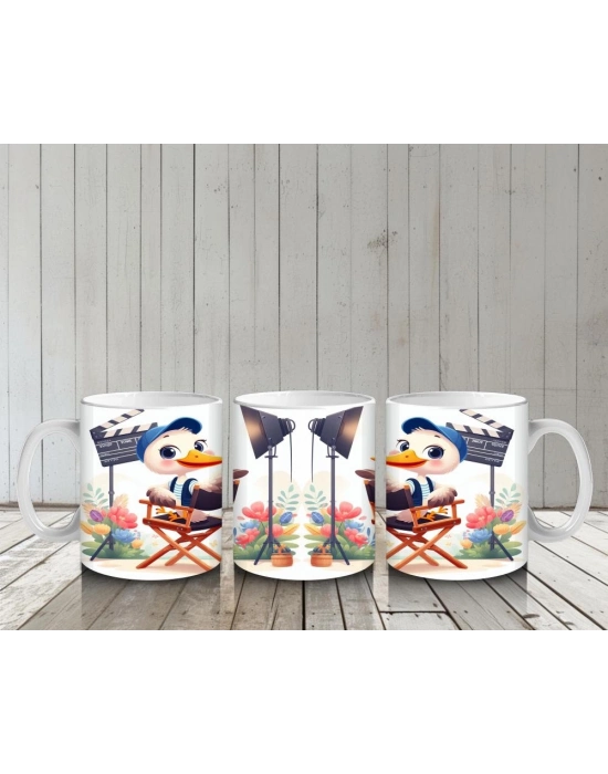 Çocuklara Sütü Sevdiren Yönetmen Ördek Desenli Kupa Bardak