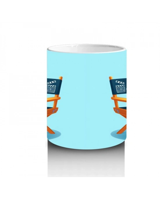 Çocuklara Sütü Sevdiren Yönetmen Sandalyesinde Oturan Sevimli Ördek Desenli Kupa Bardak