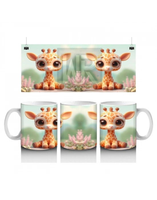 Çocuklara Sütü Sevdiren Zarif Zürafa Yavrusu Kupa Bardak