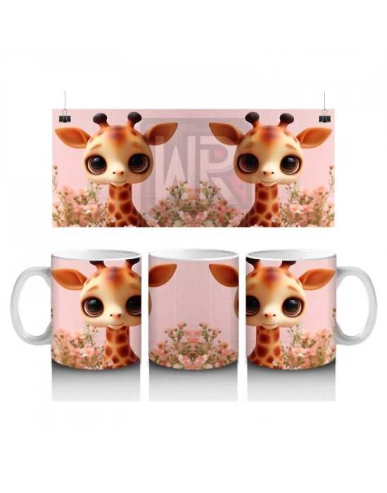 Çocuklara Sütü Sevdiren Zarif Zürafa Yavrusu Kupa Bardak