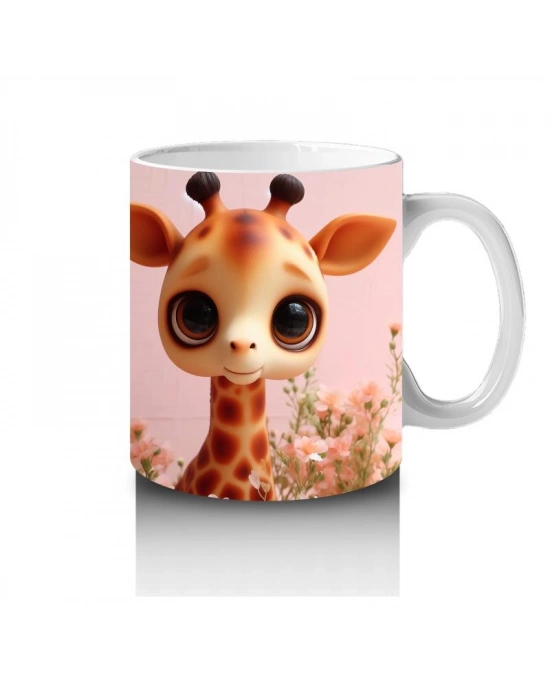 Çocuklara Sütü Sevdiren Zarif Zürafa Yavrusu Kupa Bardak