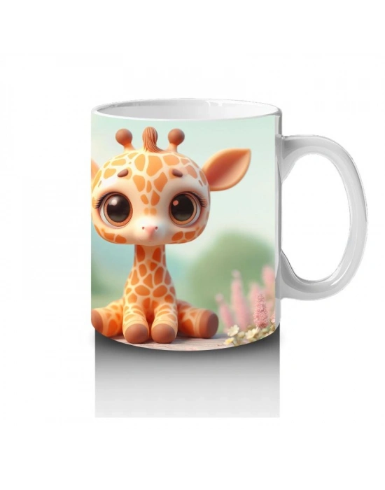 Çocuklara Sütü Sevdiren Zarif Zürafa Yavrusu Kupa Bardak