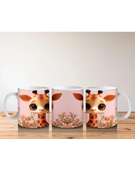 Çocuklara Sütü Sevdiren Zarif Zürafa Yavrusu Kupa Bardak