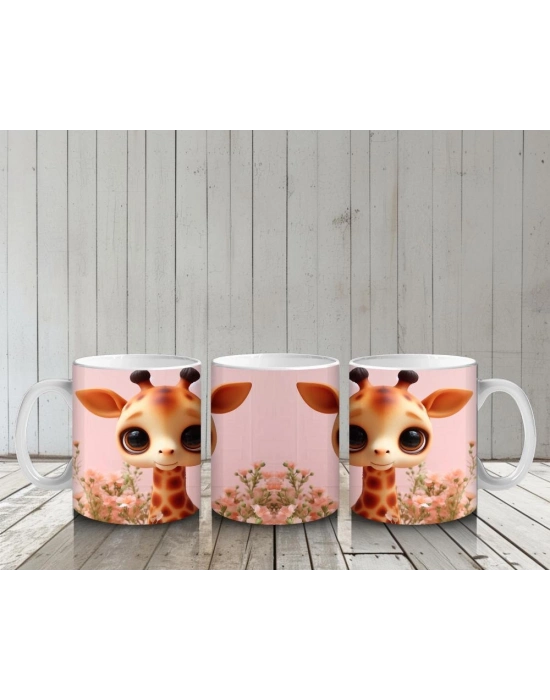 Çocuklara Sütü Sevdiren Zarif Zürafa Yavrusu Kupa Bardak