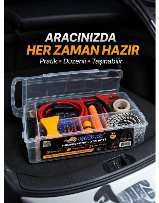 Çok Amaçlı 27 Parça Araç Acil Durum Ekipman Seti Düzenli Taşıma Kutulu