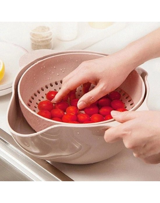 ®  Çok Amaçlı 360 Derece Dönebilir Pratik Hazneli Mutfak Süzgeç Elek