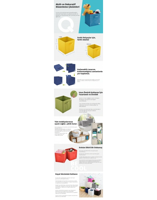 Çok Amaçlı Dolap İçi Düzenleyici Kutu - Mavi Çizgili