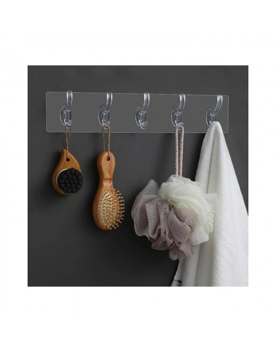 Çok Amaçlı Kendinden Yapışkanlı 5li Şeffaf Askı