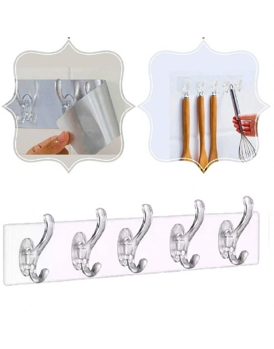 Çok Amaçlı Kendinden Yapışkanlı 5li Şeffaf Askı