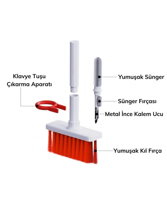 ®  Çok Amaçlı Kırmızı Hassas Fırça Başlıklı  Bilgisayar Laptop Temizleme Fırçası