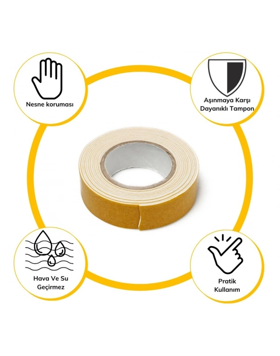 ®  Çok Amaçlı Tüm Yüzeylerde Kullanıma Uygun Beyaz Çift Taraflı Köpük Sünger Montaj Bant