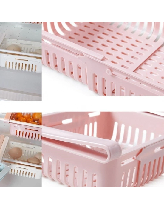 ®  Çok Amaçlı Uzayıp Kısalabilir Buzdolabı Düzenleyici Sepeti Rafı