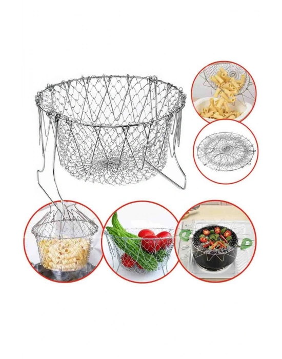 Çok Fonksiyonlu Pratik Süzgeç Katlanır - Kızartma Haşlama Aparatı -chef Basket