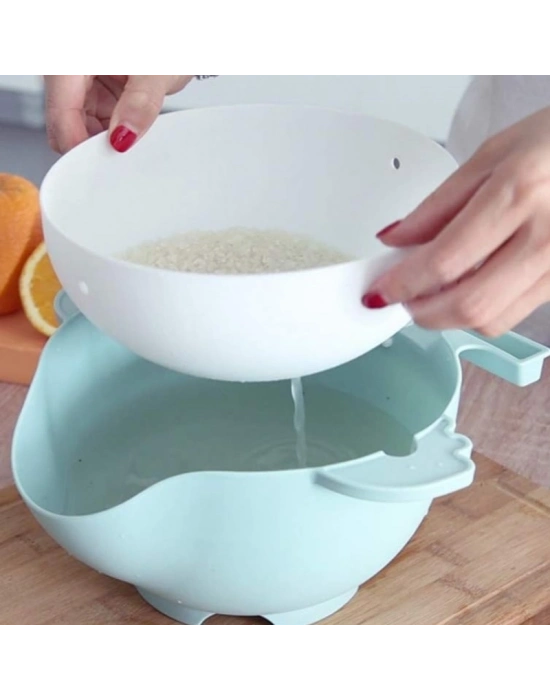 Çok Fonksiyonlu Salata Aparatı - Süzgeçli Doğrayıcı Kase