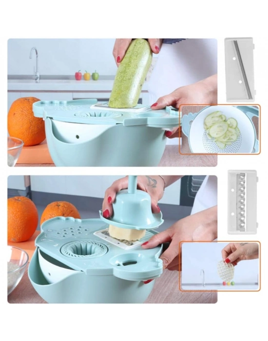 Çok Fonksiyonlu Salata Aparatı - Süzgeçli Doğrayıcı Kase