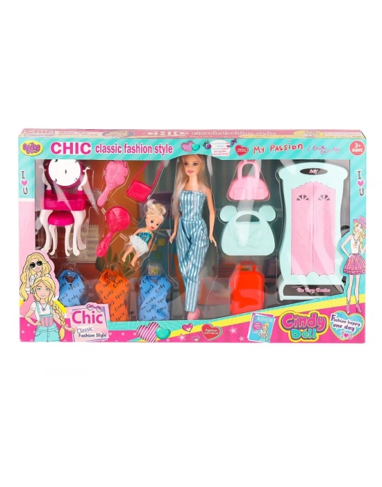 ÇOK SATAN 02259 Cindy Doll Dolaplı Bebek Oyun Seti -Oydaş Oyuncak