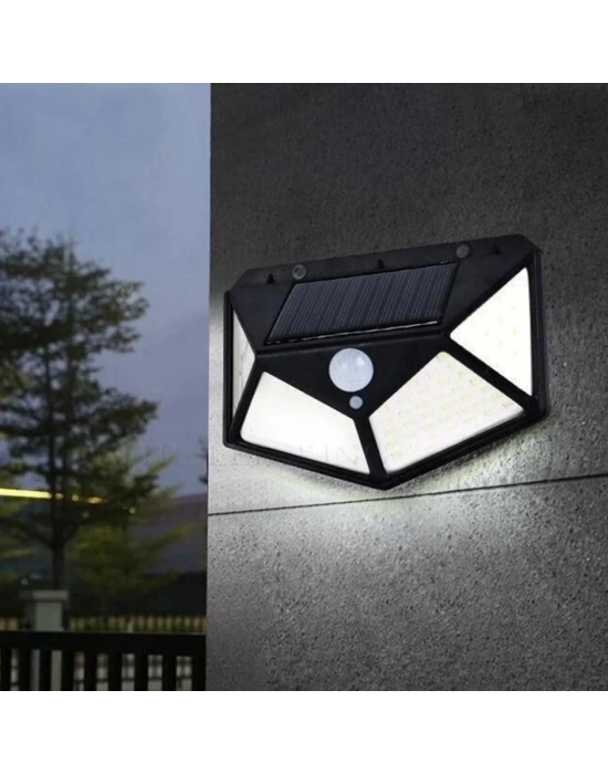 ÇOK SATAN 100 Ledli 3 Farklı Aydınlatma Ayarlı Solar Güneş Enerjili Hareket Sensörlü Bahçe Duvar Lambası