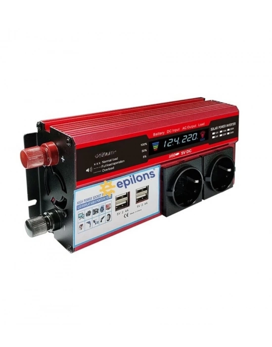 ÇOK SATAN 12v 2000w Modifiye Sinus İnverter Araç Ve Güneş Enerjisi Uyumlu, Çift Usb, Çift Priz Ve Çakmaklık