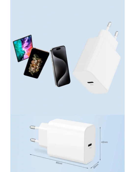 ÇOK SATAN 15/Pro/Pro Max 20W İOS Uyumlu Hızlı Şarj Aleti Adaptörlü Beyaz