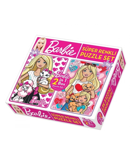 ÇOK SATAN 1542 DıyToy Süper Renkli 2si1 arada Puzzle Set - Barbie / 54+70 Parça Puzzle