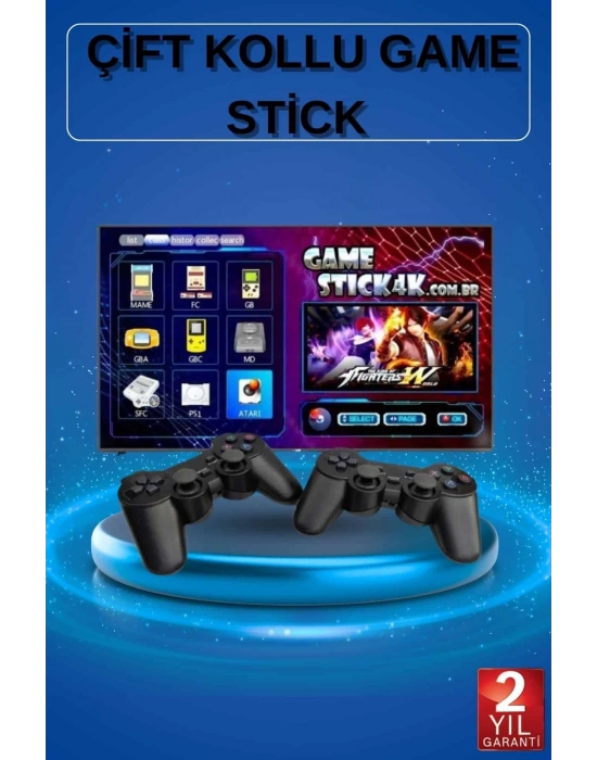 ÇOK SATAN 2 Kollu Kablosuz 2.4G Retro Oyunlar 4k Game Stick 3500 Oyun Atari