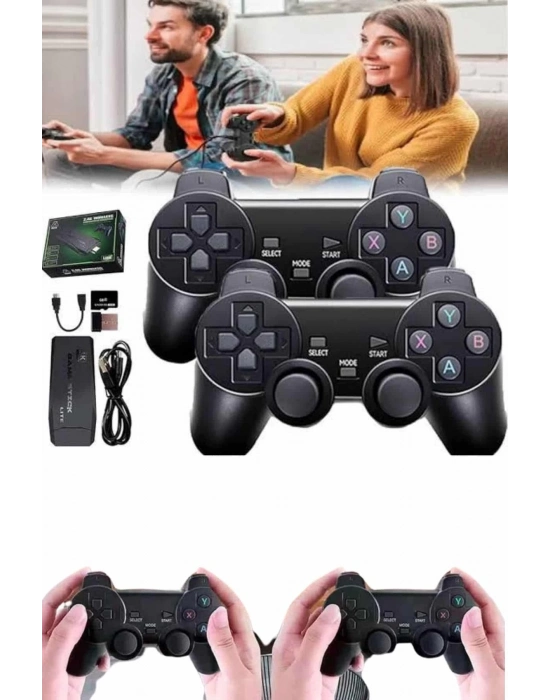 ÇOK SATAN 2 Kollu Kablosuz 2.4G Retro Oyunlar 4k Game Stick 3500 Oyun Atari