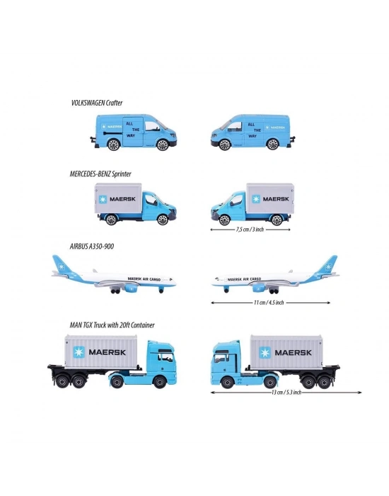 ÇOK SATAN 212057290 Majorette MAERSK Lojistik Arabaları 4 Parça -Simba