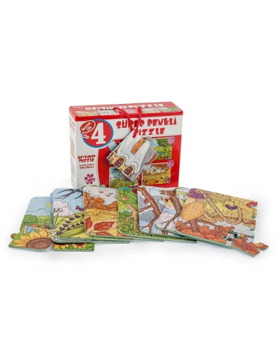 ÇOK SATAN 2488  MEVSİMLER SÜPER RENKLİ PUZZLE 4LÜ