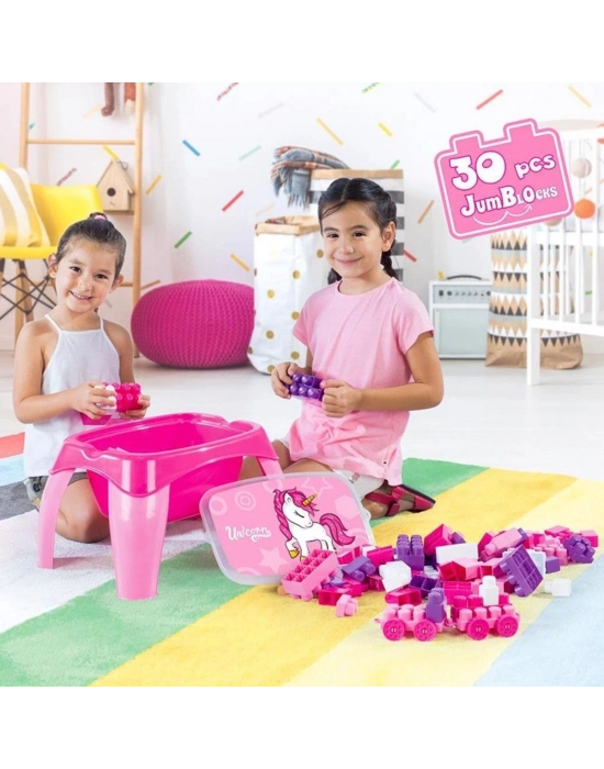 ÇOK SATAN 2598 Unicorn Aktivite Masası 30 Parça Blok Seti ile