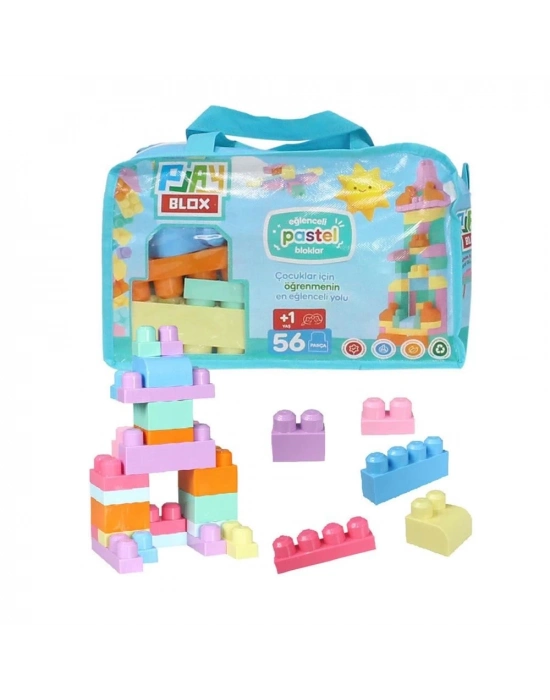 ÇOK SATAN 2915 Play Blox Pastel Blok Yapı Oyuncakları 56 Parça ,Saklama Çantalı ,1 Yaş ve Üzeri