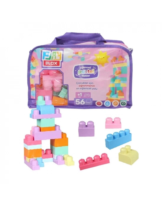 ÇOK SATAN 2915 Play Blox Pastel Blok Yapı Oyuncakları 56 Parça ,Saklama Çantalı ,1 Yaş ve Üzeri