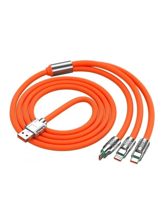 ÇOK SATAN 3 in 1 Type-C + Micro Usb + Lightning Hızlı Şarj Kablosu Silikon Kablo 1 Metre Opp Ambalaj