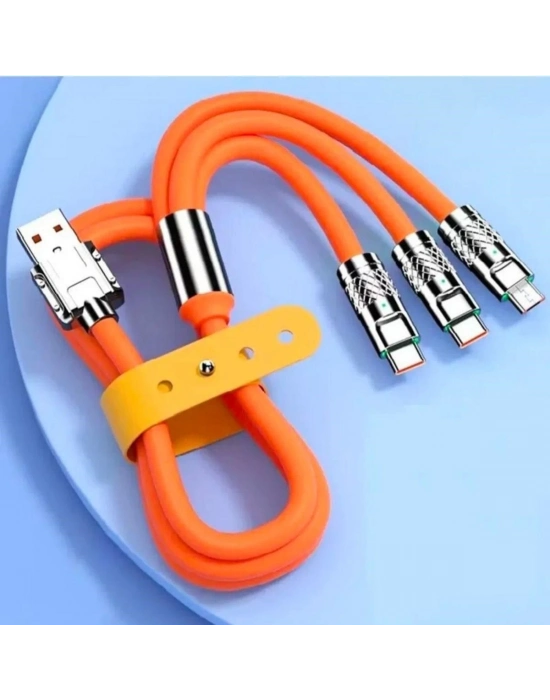 ÇOK SATAN 3 in 1 Type-C + Micro Usb + Lightning Hızlı Şarj Kablosu Silikon Kablo 1 Metre Opp Ambalaj
