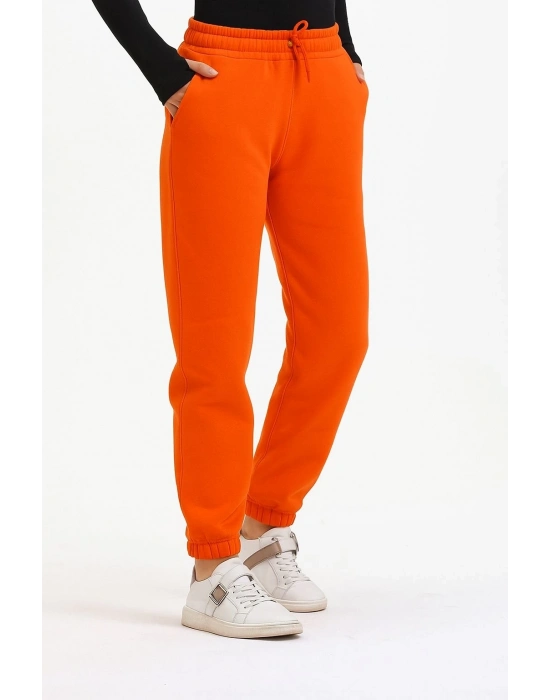 3 iplik şardonlu paça lastikli eşofman turuncu is001