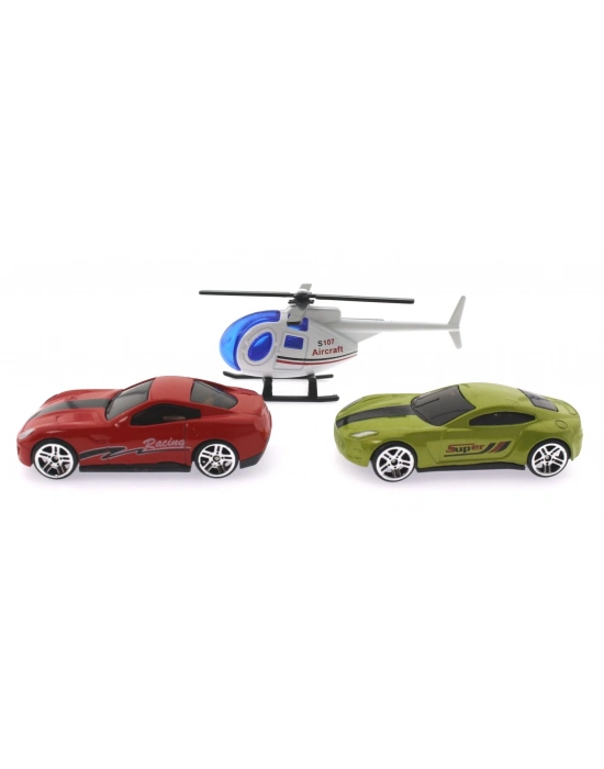 ÇOK SATAN 3lü Beyaz Helikopterli Metal Araçlar