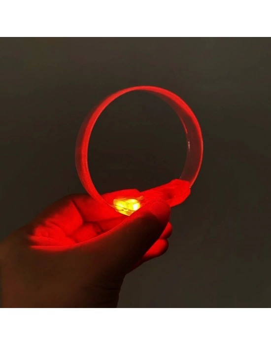 ÇOK SATAN 3 Modlu Pilli Led Işıklı Esnek Parti Bilekliği Kırmızı