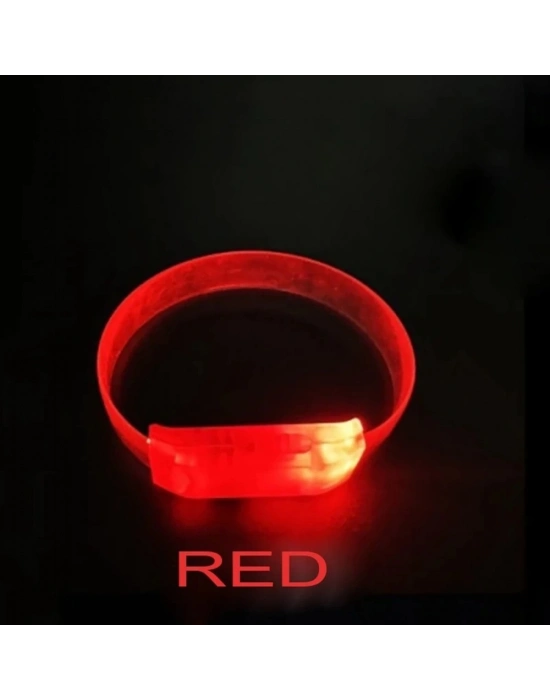 ÇOK SATAN 3 Modlu Pilli Led Işıklı Esnek Parti Bilekliği Kırmızı