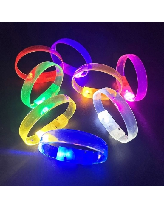 ÇOK SATAN 3 Modlu Pilli Led Işıklı Esnek Parti Bilekliği Kırmızı
