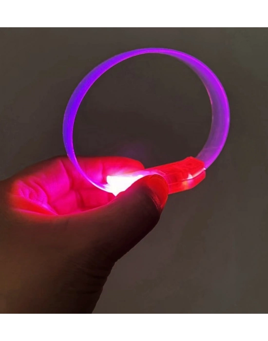 ÇOK SATAN 3 Modlu Pilli Led Işıklı Esnek Parti Bilekliği Pembe