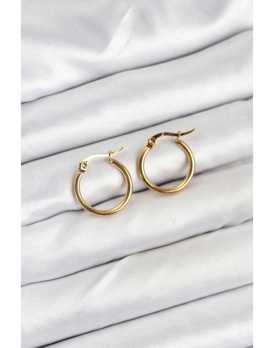ÇOK SATAN 316L Çelik Gold Renk 15 mm Halka Kadın Küpe