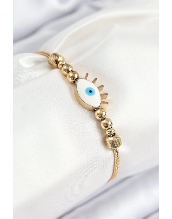 ÇOK SATAN 316L Çelik Göz Charm Model Gold Renk Kadın Bileklik