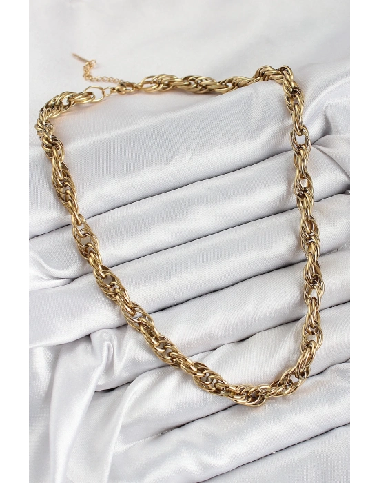 ÇOK SATAN 316L Çelik Halat Model Gold Renk Kadın Kolye
