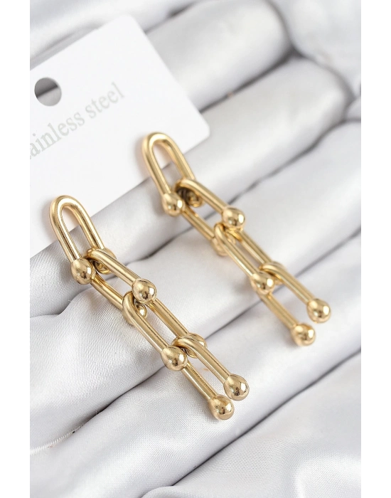 ÇOK SATAN 316L Çelik Sallantılı Tifany Model Gold Renk Kadın Küpe
