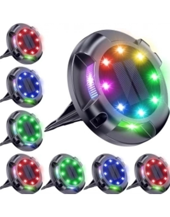 ÇOK SATAN 4lü Solar Panelli Kazıklı Zemin Solar Ledi 8+4 Led Rgb