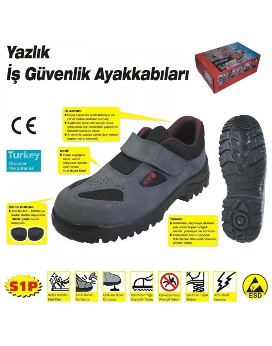 ® 414 YAZLIK S1 42 No Çelik Burunlu Ayakkabı