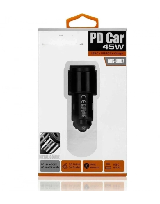 ÇOK SATAN 45w Pd Usb Oto Şarj Kafa Hızlı Şarj Çakmaklık Adaptörü, Usb-c Ve Usb-a Çıkışlı, İphone Ve Android Uyumlu