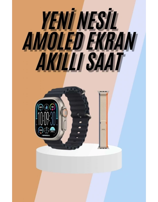 ÇOK SATAN 49mm Akıllı Saat Amoled Ekranlı Kadın Erkek Kol Saati Plastik Kordon
